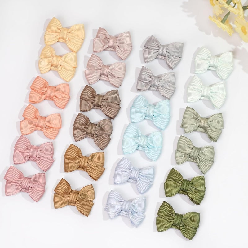 DED Baby Hair Clips 40 Pieces 20 Colors in Pairs Baby Bows Hair Pins Tiny 1.37" Hair Bows Alligator Clips for Girls Infants Toddlers - Image 3